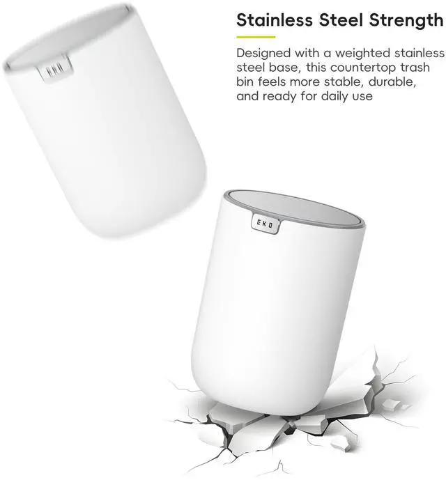 Alt view image 6 of 7 - Fandy 0.58 Gal/2.2L Mini Trash Can with Lid, Swing-Top Desktop Trash Can for Bathroom, Countertop, Vanity, Desk or Office, Small Garbage Bin (White)