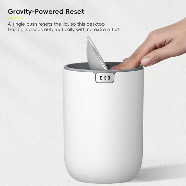 Alt view image 7 of 7 - Fandy 0.58 Gal/2.2L Mini Trash Can with Lid, Swing-Top Desktop Trash Can for Bathroom, Countertop, Vanity, Desk or Office, Small Garbage Bin (White)