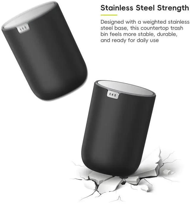 Alt view image 6 of 7 - Fandy 0.58 Gal/2.2L Mini Trash Can with Lid, Swing-Top Desktop Trash Can for Bathroom, Countertop, Vanity, Desk or Office, Small Garbage Bin (Black)