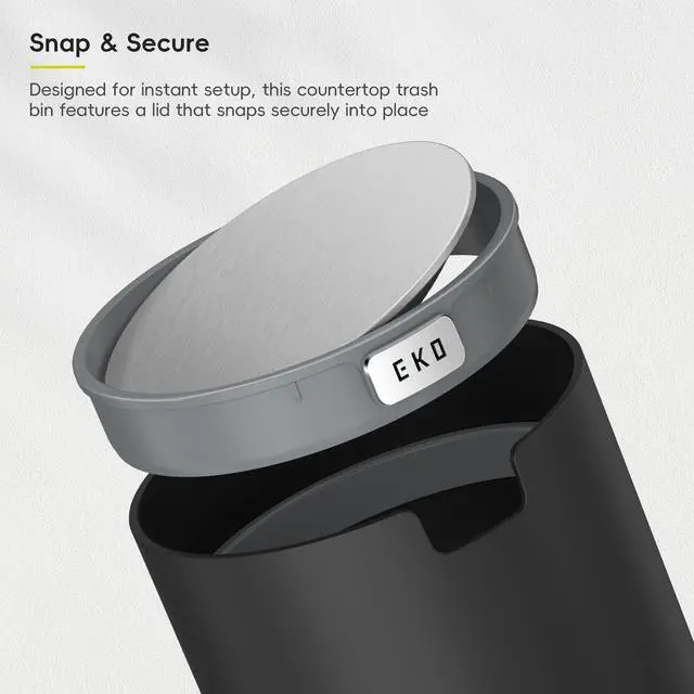 Alt view image 5 of 7 - Fandy 0.58 Gal/2.2L Mini Trash Can with Lid, Swing-Top Desktop Trash Can for Bathroom, Countertop, Vanity, Desk or Office, Small Garbage Bin (Black)