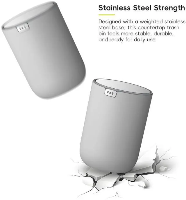 Alt view image 6 of 7 - Fandy 0.58 Gal/2.2L Mini Trash Can with Lid, Swing-Top Desktop Trash Can for Bathroom, Countertop, Vanity, Desk or Office, Small Garbage Bin (Grey)