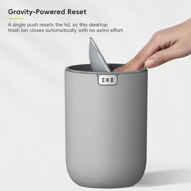 Alt view image 7 of 7 - Fandy 0.58 Gal/2.2L Mini Trash Can with Lid, Swing-Top Desktop Trash Can for Bathroom, Countertop, Vanity, Desk or Office, Small Garbage Bin (Grey)