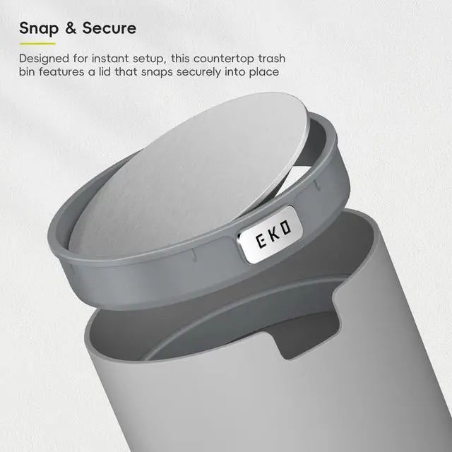Alt view image 5 of 7 - Fandy 0.58 Gal/2.2L Mini Trash Can with Lid, Swing-Top Desktop Trash Can for Bathroom, Countertop, Vanity, Desk or Office, Small Garbage Bin (Grey)