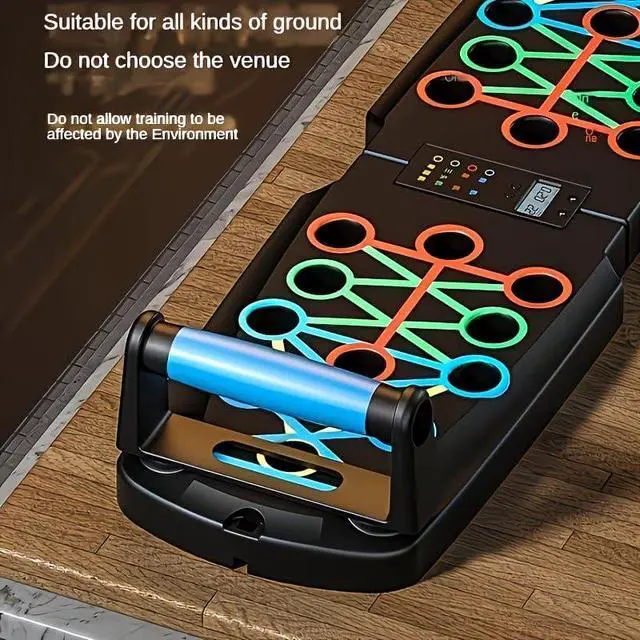 Alt view image 7 of 7 - Push Up Board + Non Slip Handle + Resistance Bands, with Automatic Count & Timer, Foldable Portable Professional Workout Equipment Pushup Bar Resistance Chest Exercise Strength Function Gym Home Floor