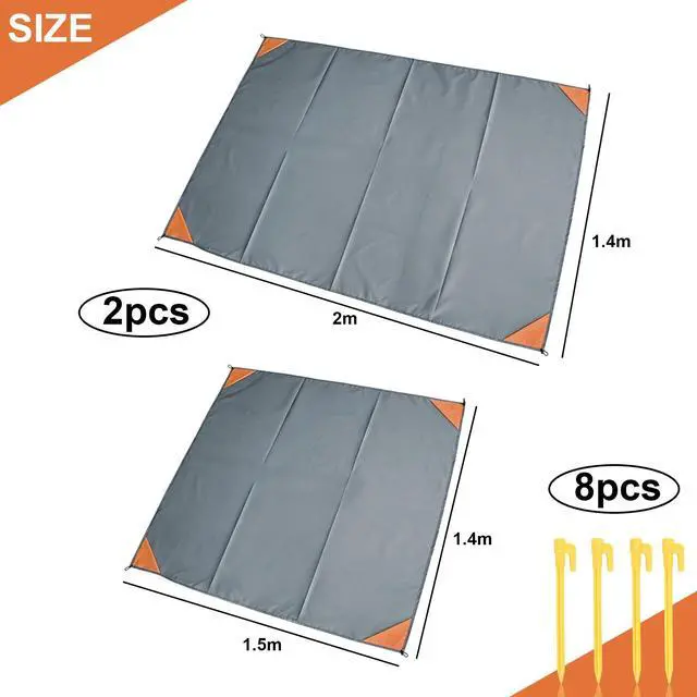 Alt view image 2 of 7 - 2 Pack Beach Picnic Mats (1.4x1.5M & 1.4x2M) with Storage Bag, Waterproof Sandproof Lightweight Foldable Tarp for Outdoor Camping, Hiking, Travel, Festivals