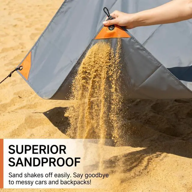 Alt view image 4 of 7 - 2 Pack Beach Picnic Mats (1.4x1.5M & 1.4x2M) with Storage Bag, Waterproof Sandproof Lightweight Foldable Tarp for Outdoor Camping, Hiking, Travel, Festivals