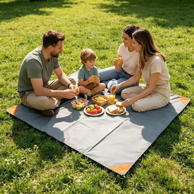 Alt view image 5 of 7 - 2 Pack Beach Picnic Mats (1.4x1.5M & 1.4x2M) with Storage Bag, Waterproof Sandproof Lightweight Foldable Tarp for Outdoor Camping, Hiking, Travel, Festivals