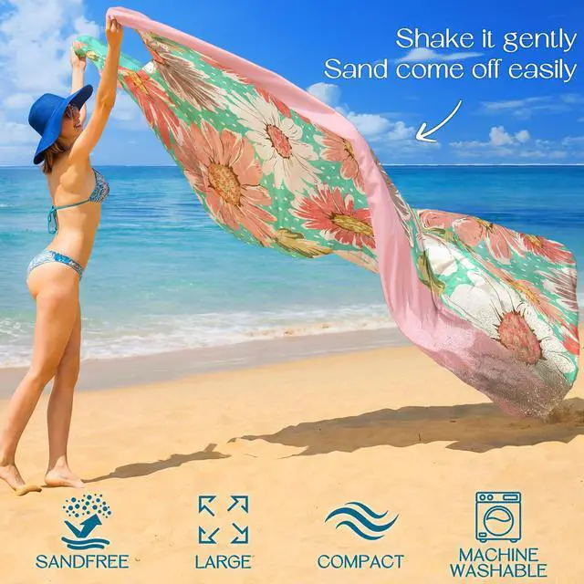 Alt view image 3 of 6 - Beach Blanket Waterproof Sandproof 78''×81'' Suits1-4 Adults Compact Lightweight Oversized Sand-Free Blanket Large Picnic Mat for Beach Travel Camping Hiking