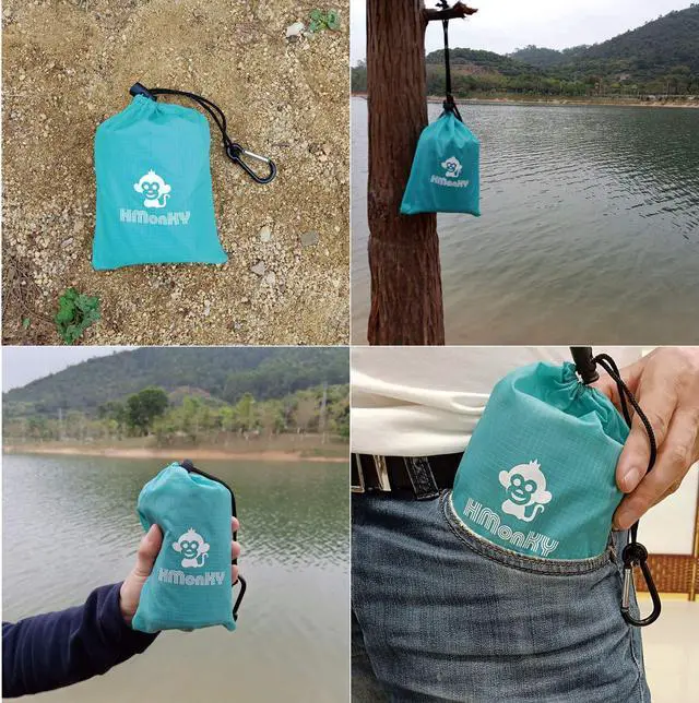 Alt view image 7 of 7 - Ultra Picnic Blanket- Portable Pocket Picnic Sheet for Outdoor Multiple Use,Best Mat for Travel & Festivals, Lightweight Waterproof & Quick Drying with 4 Portable Tent Pegs (Blue)