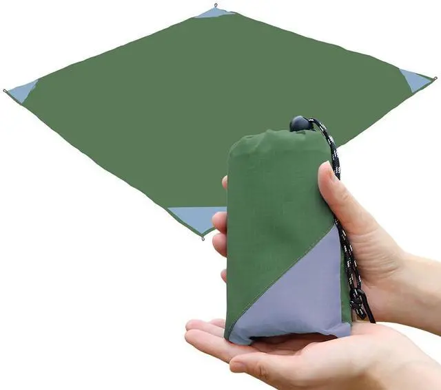Main image of Pocket Picnic Blanket, Beach Mat Waterproof Sandproof, Compact Lightweight Small Tarp for Camping, Hiking, Backpacking, Festival, Travel, Foldable in Bags (Army Green/Grey, 55"x60")