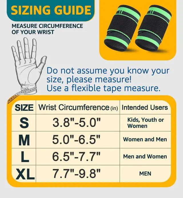 Alt view image 6 of 7 - Wrist Brace Wrist Wraps Compression Wrist Strap, Wrist Support for Work Fitness Weightlifting Sprains Tendonitis, Carpal Tunnel Arthritis, Pain Relief, Adjustable Wristbands 2 PACK (Green, S)