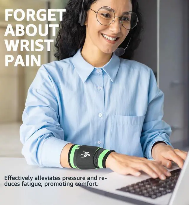 Alt view image 4 of 7 - Wrist Brace Wrist Wraps Compression Wrist Strap, Wrist Support for Work Fitness Weightlifting Sprains Tendonitis, Carpal Tunnel Arthritis, Pain Relief, Adjustable Wristbands 2 PACK (Green, S)
