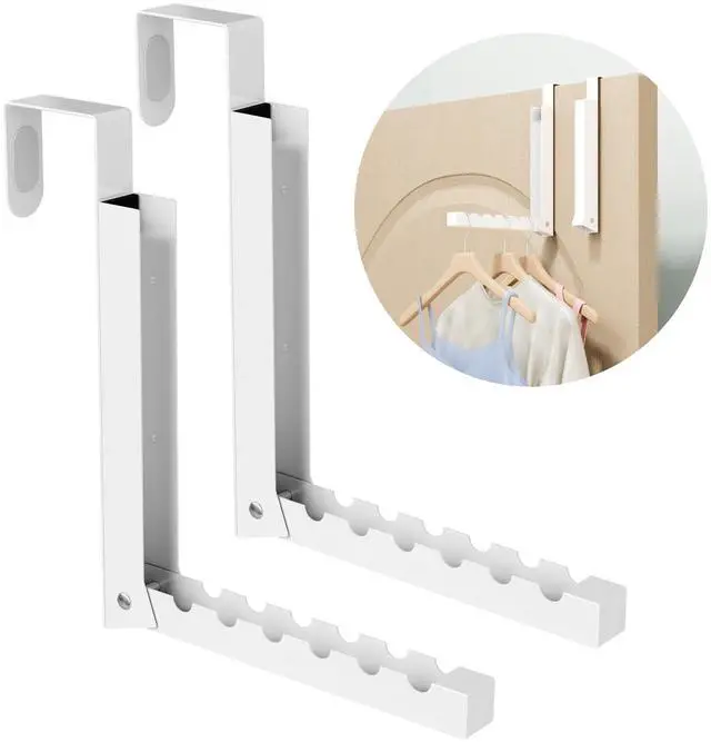 Main image of Over The Door Hanger Folding Clothes Drying Rack, Folding Hanging Coat Rack for Indoor Laundry Room Compact Small Space Foldable Portable Clothing Hanger Hook Collapsible- 2 Pack