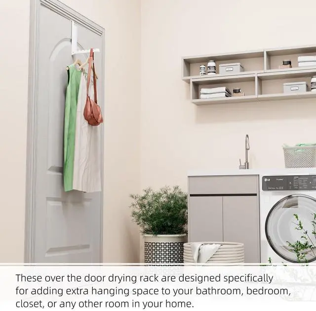 Alt view image 4 of 7 - Over The Door Hanger Folding Clothes Drying Rack, Folding Hanging Coat Rack for Indoor Laundry Room Compact Small Space Foldable Portable Clothing Hanger Hook Collapsible- 2 Pack