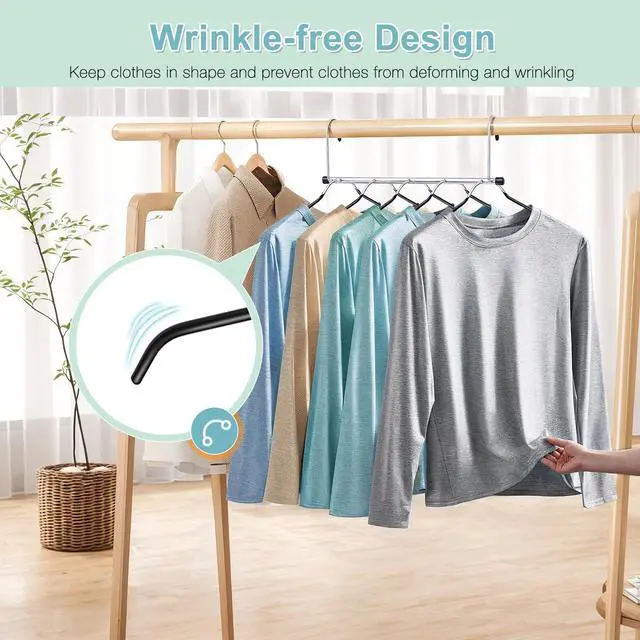 Alt view image 3 of 7 - Clothes Hangers Space Saving Shirt Hangers,Non Slip PVC Coating Multi Blouse Hangers Shirt Organizer for Closet Organizers and Storage for T Shirt Sweater Hoodie Coat Dress Black 2 Pack