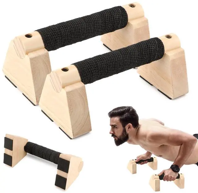 Main image of Wooden Push Up Bars, Parallettes Bars for Calisthenics, Wood Calisthenics Equipment for Handstand Training, Push Up Handles for Floor Exercise Home Workout for Men Women(COLOR:wood)
