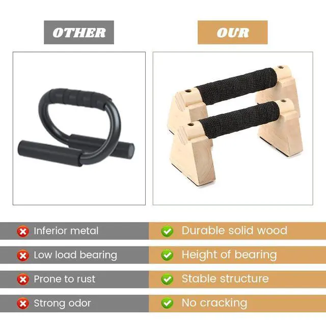 Alt view image 7 of 7 - Wooden Push Up Bars, Parallettes Bars for Calisthenics, Wood Calisthenics Equipment for Handstand Training, Push Up Handles for Floor Exercise Home Workout for Men Women(COLOR:wood)