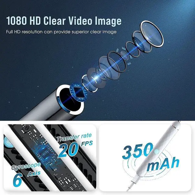 Alt view image 2 of 6 - Ear Wax Removal, Soufyuane Ear Cleaner with Upgraded 1080p Camera, Ear Wax Removal Kit, Ear Camera Otoscope with Light, Ear Cleaning Kit for iPhone, iPad, Android Phones (White)
