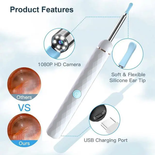 Alt view image 3 of 6 - Ear Wax Removal, Soufyuane Ear Cleaner with Upgraded 1080p Camera, Ear Wax Removal Kit, Ear Camera Otoscope with Light, Ear Cleaning Kit for iPhone, iPad, Android Phones (White)