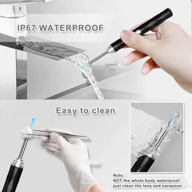 Alt view image 5 of 7 - High-Definition Ear Wax Removal Ear Canal Cleaner with 1080P Camera and Light, Ear Cleaning Kit with 5 Ear Spoon - Ear Cleaning Kit for iOS & Android (Black)