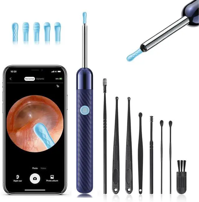 Main image of Ear Wax Removal, Ear Cleaner with Camera with 1080P, Otoscope with Light, Ear Wax Removal Kit with 6 Ear Pick, Ear Camera for iPhone, iPad, Android Phones (Blue)