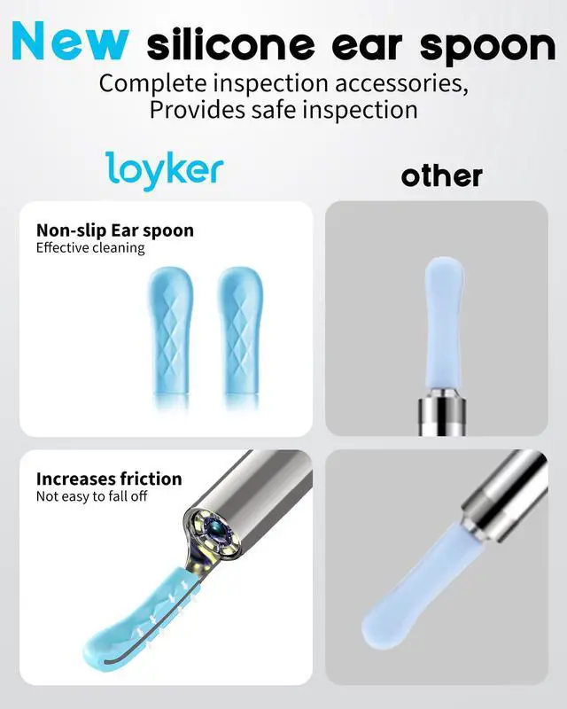 Alt view image 4 of 5 - Ear Wax Removal, Ear Cleaner with Camera with 1080P, Otoscope with Light, Ear Wax Removal Kit with 6 Ear Pick, Ear Camera for iPhone, iPad, Android Phones (Blue)