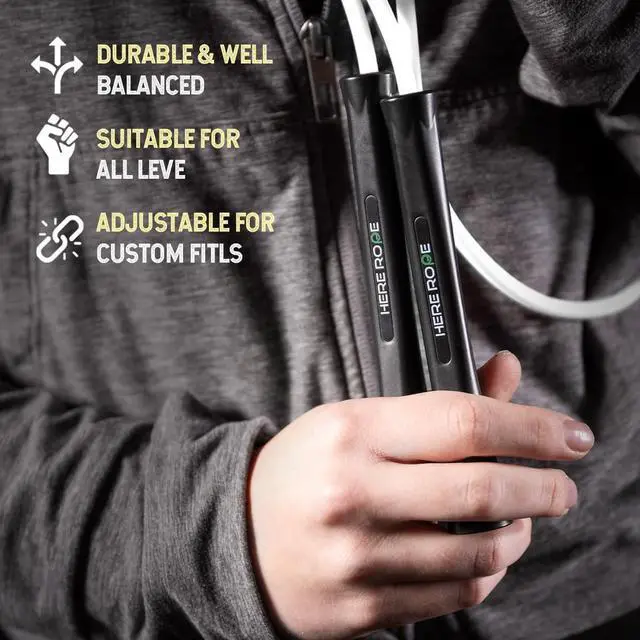 Alt view image 3 of 6 - 6mm Adjustable Boxing Jump Rope With Inner String Cord, Unbreakable Handles, Hererope Durable Non-Kinking PVC Jump Ropes for Men Women, Exercise Fitness, Indoor Outdoor Use