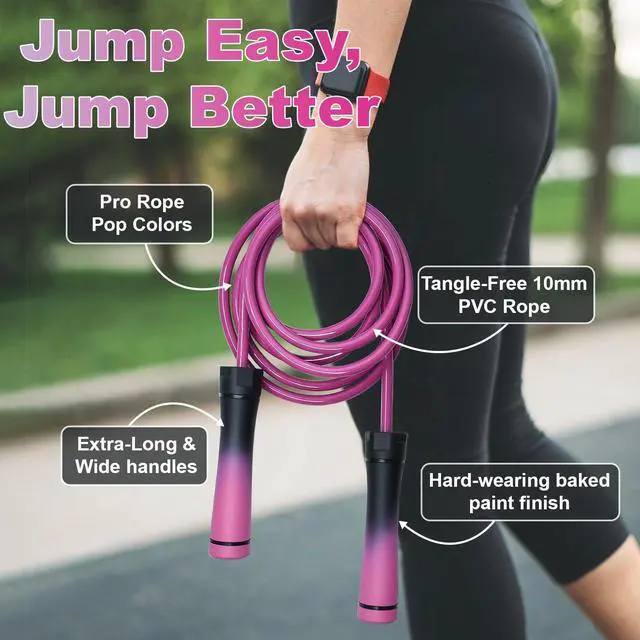 Alt view image 4 of 7 - Weighted Jump Rope for Women & Men - 1LB Heavy Adjustable Skipping Rope, 10mm PVC with Ball-bearing for Speed, Cardio, Boxing, CrossFit - Tangle Free, Home & Gym Workout Fitness