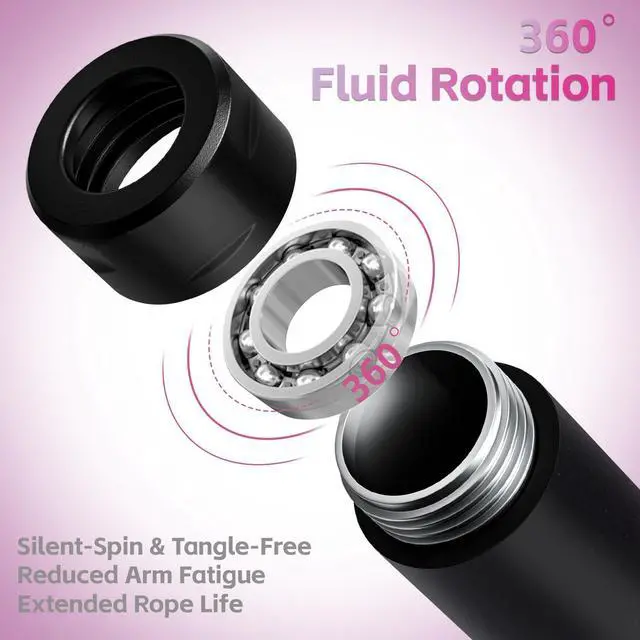 Alt view image 6 of 7 - Weighted Jump Rope for Women & Men - 1LB Heavy Adjustable Skipping Rope, 10mm PVC with Ball-bearing for Speed, Cardio, Boxing, CrossFit - Tangle Free, Home & Gym Workout Fitness