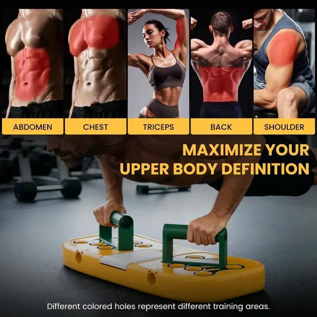 Alt view image 6 of 7 - Push Up Board with Color Coded Muscle Training System - Portable Pushup Handles for Chest Arms Shoulders - Home Workout Equipment for Men Women - Fitness Board