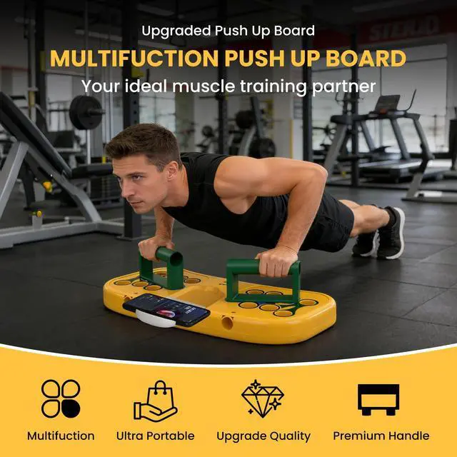 Alt view image 3 of 7 - Push Up Board with Color Coded Muscle Training System - Portable Pushup Handles for Chest Arms Shoulders - Home Workout Equipment for Men Women - Fitness Board
