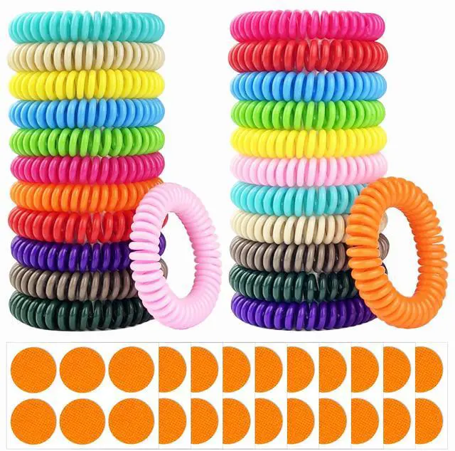 Main image of Mosquito Repellent Bracelets 24 Pack, Individually Wrapped Mosquito Repellent Bands with 60 Pcs Mosquito Stickers Patches, Natural Insect Bug Wristbands for Kids and Adults
