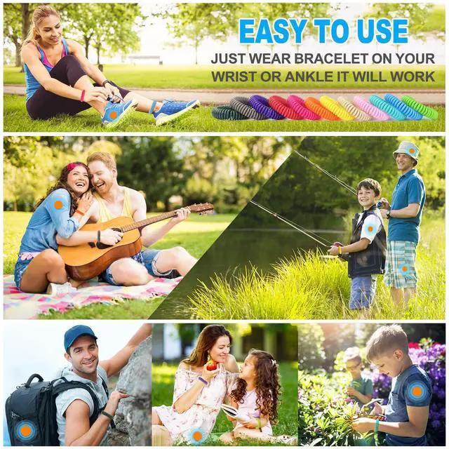 Alt view image 7 of 7 - Mosquito Repellent Bracelets 24 Pack, Individually Wrapped Mosquito Repellent Bands with 60 Pcs Mosquito Stickers Patches, Natural Insect Bug Wristbands for Kids and Adults