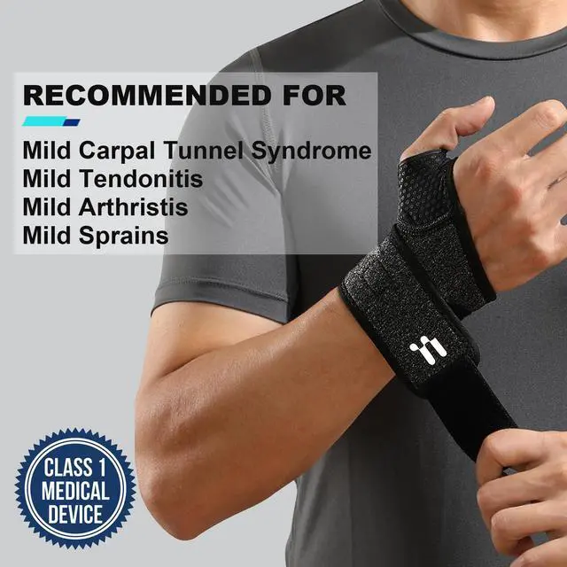 Alt view image 2 of 7 - Wrist Brace with Soft Thumb Opening for Mild Carpal Tunnel Tendonitis Arthritis Sprains (Not for Thumb), Compression Hand Brace for Women Men, Wrist Support for Sports Work Type Sleep, FSA Eligible