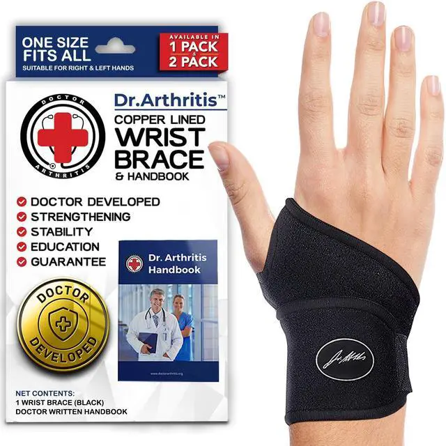 Main image of Doctor Developed Wrist Brace, Wrist Wraps for Carpal Tunnel Arthritis, Tendonitis, Hand Support, Ideal for Fitness, Weightlifting - Handbook Included (Wrist Brace 1 Pack)