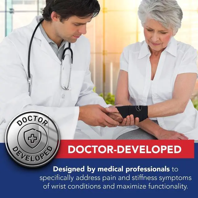 Alt view image 2 of 5 - Doctor Developed Wrist Brace, Wrist Wraps for Carpal Tunnel Arthritis, Tendonitis, Hand Support, Ideal for Fitness, Weightlifting - Handbook Included (Wrist Brace 1 Pack)