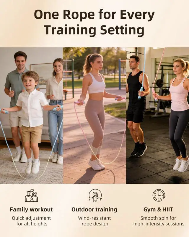 Alt view image 5 of 6 - YUEDONG Dual Bearing Speed Jump Rope - Self-Locking Adjustable Length, Non-Slip Textured Grip & Fingerprint Groove for Perfect Form - Ideal for Kids & Adults (Pink, 280MM)