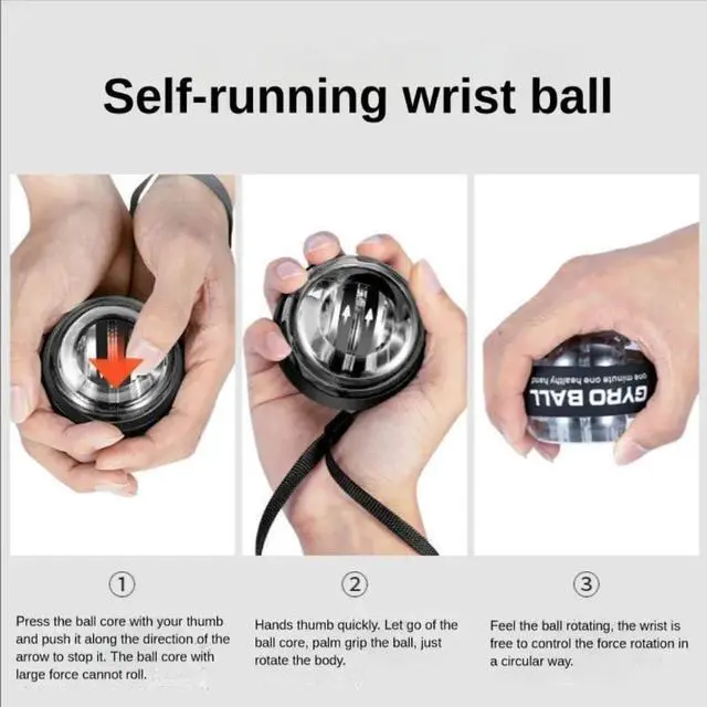 Alt view image 3 of 5 - Ball Wrist Trainer Auto Start Power Ball for Forearm, Grip & Hand Strength Gyroscopic Exerciser for Athletes, Musicians & Rehab