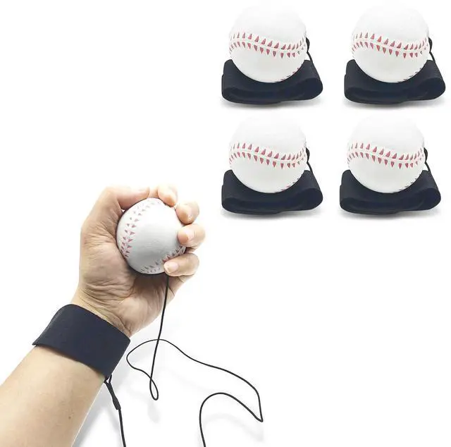 Main image of 4/8/16 Pack 2.36 inch Wrist Return Balls Baseballs on a String with Wristband - for Kids, Teens & Adults - Fun Sports Gift for Wrist Exercise Hand-Eye Coordination & Rebound Practice White