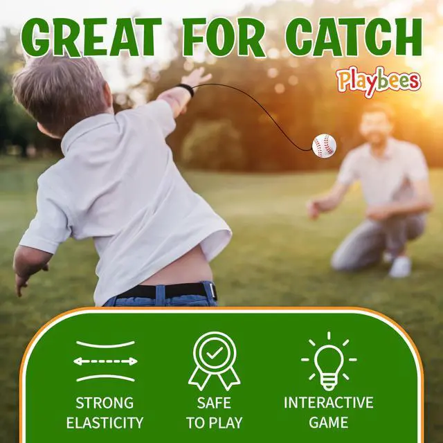 Alt view image 3 of 7 - Reactive Practice Baseballs (6 Pack) Wrist Return Training Balls for Hand-Eye Coordination Portable Kids Outdoor Activity & Skill Trainer Great Birthday Gift or Party Favor