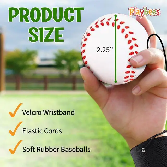 Alt view image 4 of 7 - Reactive Practice Baseballs (6 Pack) Wrist Return Training Balls for Hand-Eye Coordination Portable Kids Outdoor Activity & Skill Trainer Great Birthday Gift or Party Favor