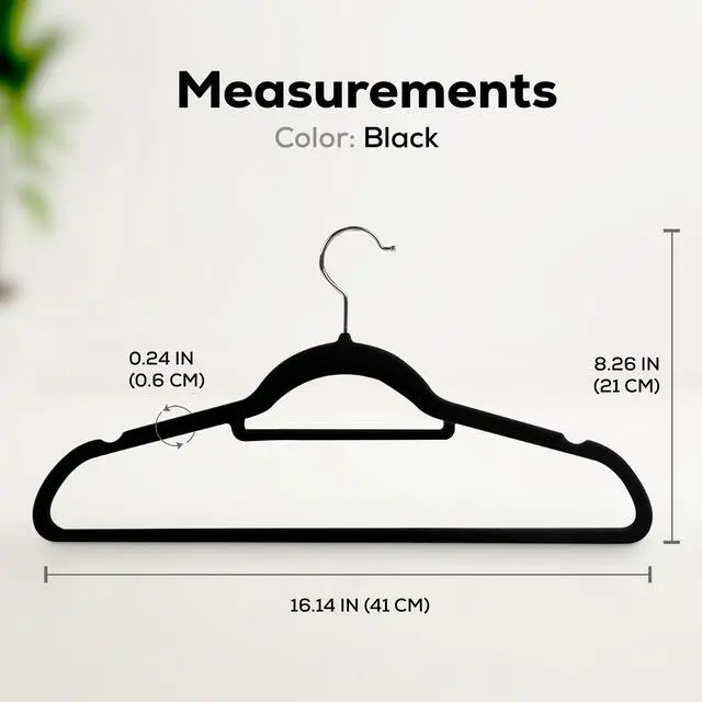 Alt view image 6 of 7 - Premium Velvet Hangers 20 Pack - Non-Slip Clothes Hanger with Tie Bar - Black Hangers with 360 Degree Rotatable Hook - Heavy Duty Coat Hanger