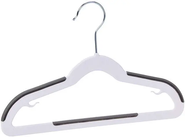 Main image of Plastic Kids Clothes Hangers, Non-Slip, White and Black, 12.8" x 8" x 0.2", 30-Pack