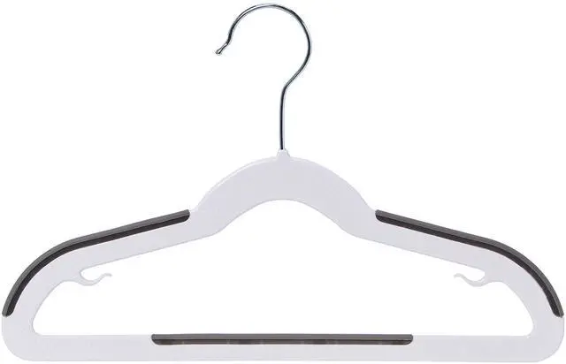 Alt view image 2 of 3 - Plastic Kids Clothes Hangers, Non-Slip, White and Black, 12.8" x 8" x 0.2", 30-Pack