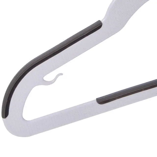 Alt view image 3 of 3 - Plastic Kids Clothes Hangers, Non-Slip, White and Black, 12.8" x 8" x 0.2", 30-Pack