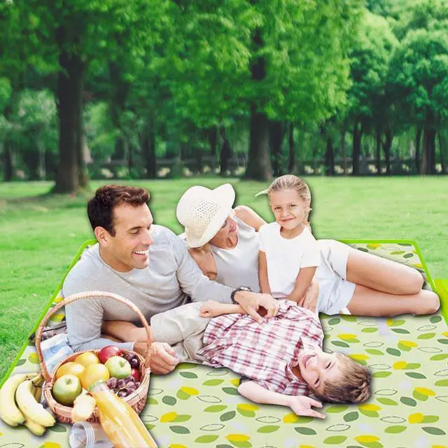 Alt view image 7 of 7 - 80" x 120" Sandproof Waterproof Picnic Blanket, Beach Mat for Outdoor Camping Hiking Park, Portable with Tote Bag,Non-Stick to Sand and Grass,Foldable for Indoor and Outdoor Use (Green Leaf)