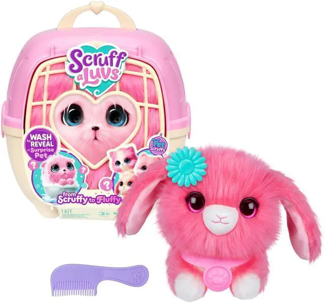 Main image of Pink Surprise Pet, Mystery Plush Toys, Stuffed Animals, Wash to Reveal 1 of 3 Rescue Surprise Toy Pets: Puppy, Bunny, or Kitty - Includes 8.7" Deluxe Carrier - Styles May Vary