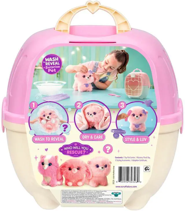 Alt view image 6 of 7 - Pink Surprise Pet, Mystery Plush Toys, Stuffed Animals, Wash to Reveal 1 of 3 Rescue Surprise Toy Pets: Puppy, Bunny, or Kitty - Includes 8.7" Deluxe Carrier - Styles May Vary