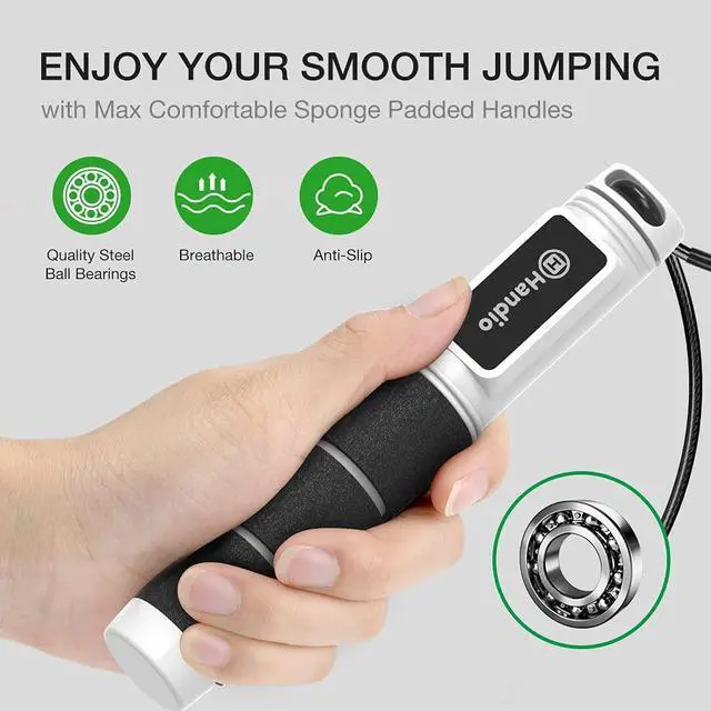 Alt view image 2 of 7 - Jump Rope, Jump Rope with Counter, Workout Jumping Rope with Steel Ball Bearings, Adjustable Length Speed Skipping Rope for Men Women Kids Home Gym, Crossfit, Fitness Exercise