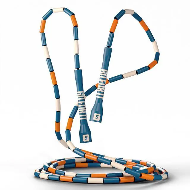 Main image of Custom-Fit Beaded Jump Rope Adjustable Length for Kids & Adults, Men & Women Durable Fitness Rope for Gym & Home